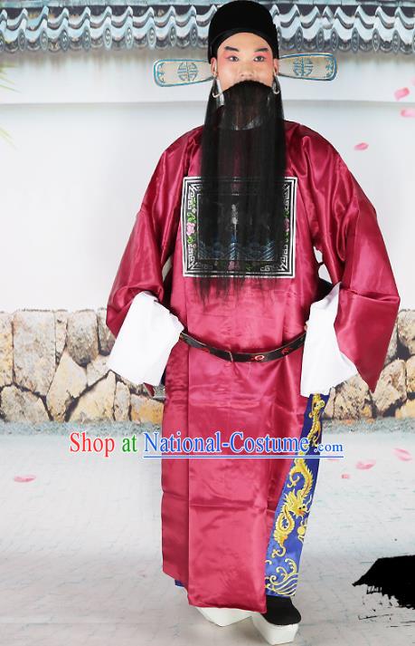 Professional Chinese Beijing Opera Costume Peking Opera Magistrate Red Gwanbok Robe and Hat for Adults