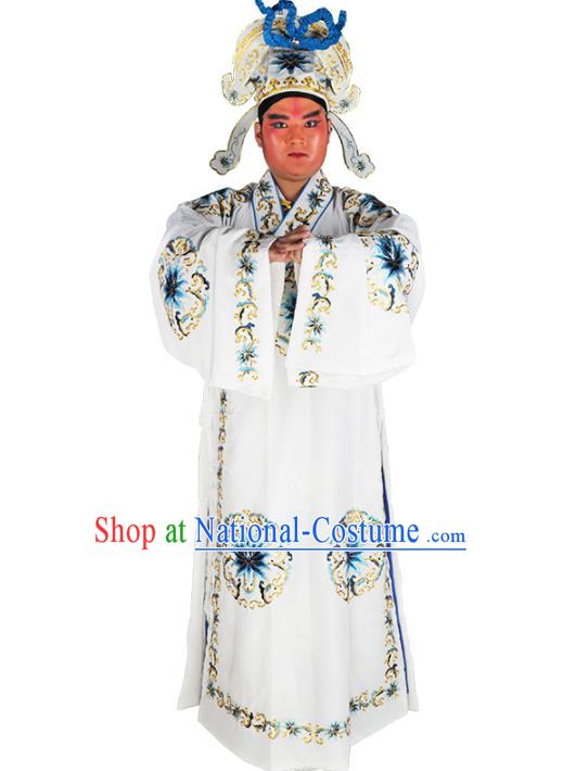 Traditional China Beijing Opera Costume Gifted Scholar Embroidered Robe and Hat Ancient Chinese Peking Opera Embroidery Clothing