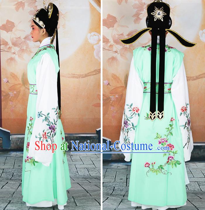 Traditional China Beijing Opera Costume Gifted Scholar Embroidered Robe and Hat Ancient Chinese Peking Opera Embroidery Clothing