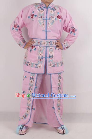 Professional Chinese Peking Opera Female Warrior Costume Ancient Swordswoman Embroidered Pink Clothing for Adults