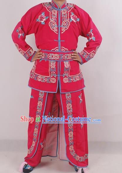 Professional Chinese Peking Opera Female Warrior Costume Ancient Swordswoman Embroidered Rosy Clothing for Adults