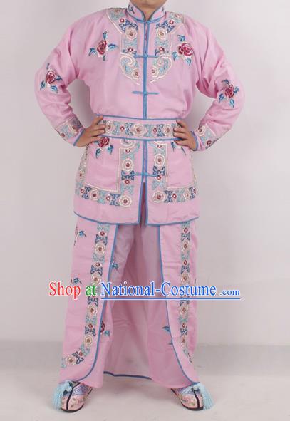 Chinese Peking Opera Female Warrior Pink Costume Ancient Swordswoman Embroidered Clothing for Adults