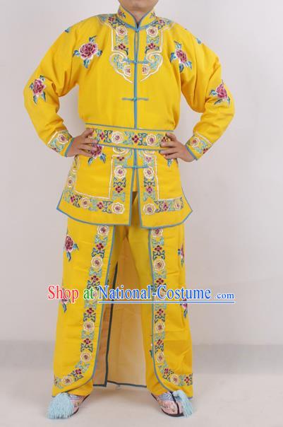 Chinese Peking Opera Female Warrior Yellow Costume Ancient Swordswoman Embroidered Clothing for Adults