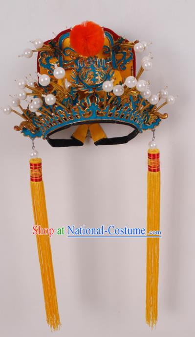 Top Grade Chinese Beijing Opera Emperor Headwear Peking Opera General Hat for Men