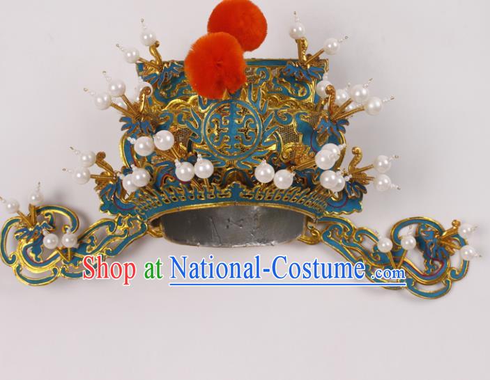 Top Grade Chinese Beijing Opera Prime Minister Headwear Peking Opera General Hat for Men