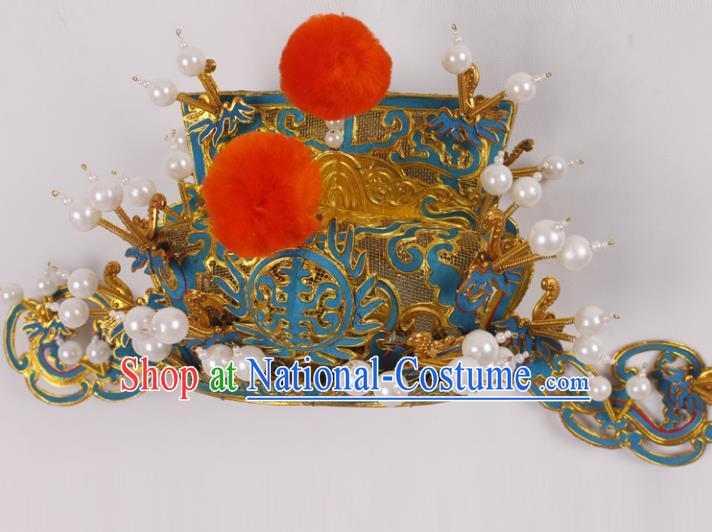 Traditional China Beijing Opera Costume Gifted Scholar Embroidered Robe and Hat Ancient Chinese Peking Opera Embroidery Clothing