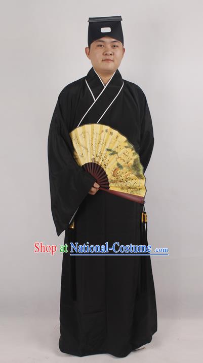 Professional Chinese Peking Opera Niche Costume Beijing Opera Scholar Black Robe and Hat for Adults