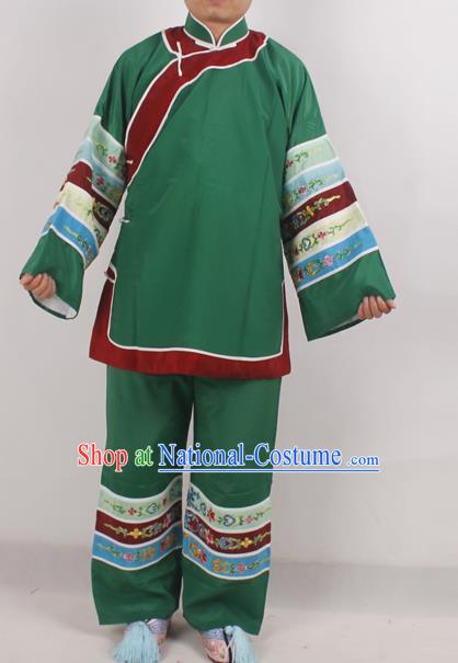 Chinese Peking Opera Pantaloon Green Costume Ancient Matchmaker Embroidered Clothing for Adults