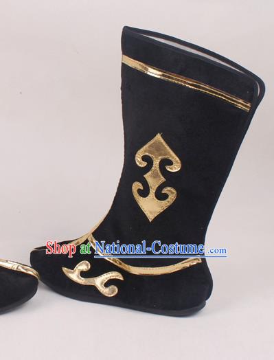 Chinese Traditional Beijing Opera Black Boots Peking Opera Shoes for Men