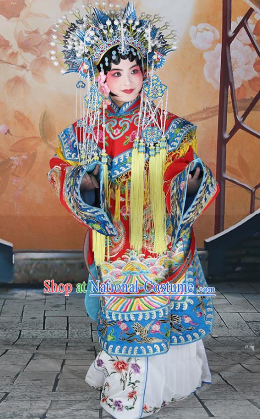 Professional Chinese Beijing Opera Actress Embroidered Costumes and Headwear for Adults