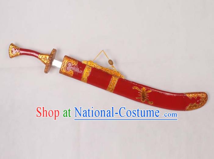 Top Grade Chinese Beijing Opera Props Peking Opera Takefu Red Broadsword for Men