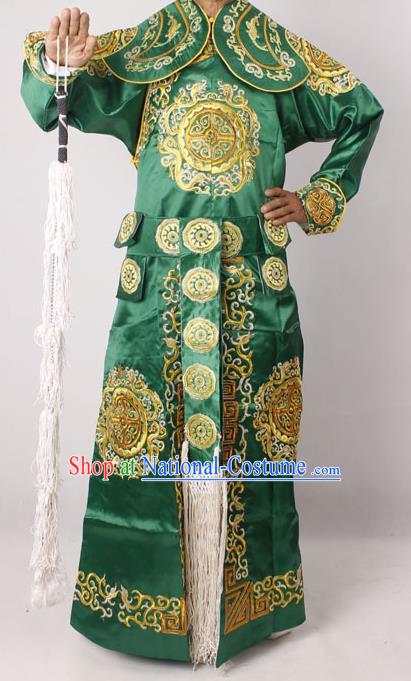 Professional Chinese Peking Opera Takefu Embroidered Green Costume for Adults