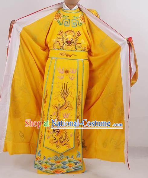 Professional Chinese Peking Opera Costumes Ancient Emperor Embroidered Yellow Clothing for Adults