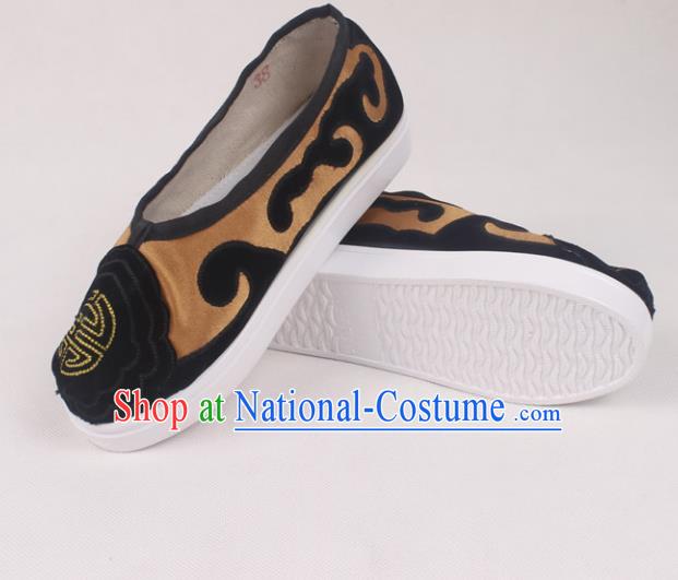 Chinese Traditional Beijing Opera Ministry Councillor Embroidered Shoes Peking Opera Brown Shoes for Men