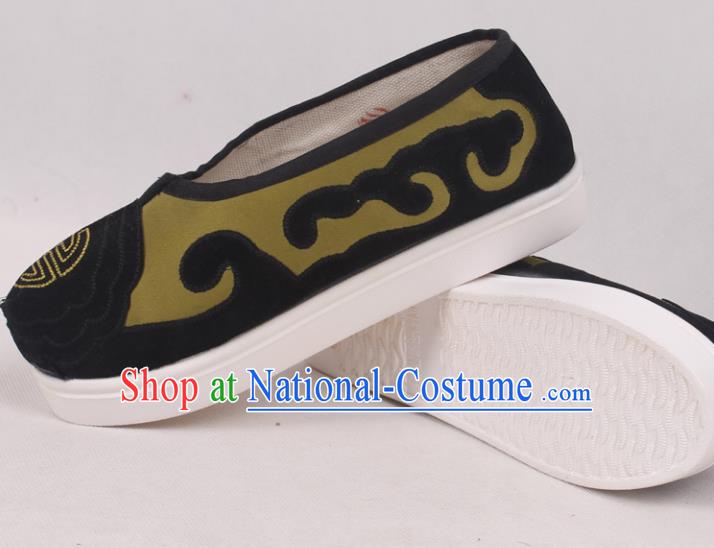 Chinese Traditional Beijing Opera Ministry Councillor Embroidered Shoes Peking Opera Green Shoes for Men