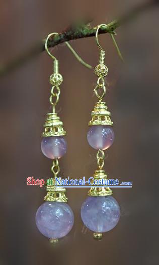 Chinese Handmade Crystal Earrings Ancient Bride Ear Jewelry Accessories for Women