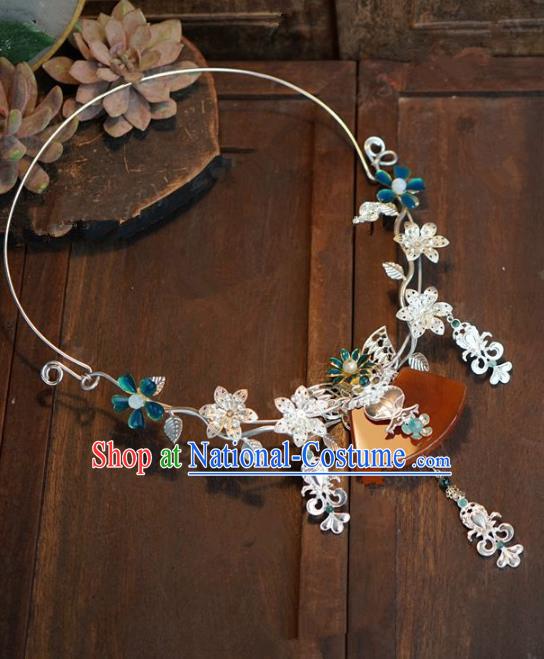 Chinese Handmade Flowers Necklace Ancient Bride Hanfu Necklet Jewelry Accessories for Women