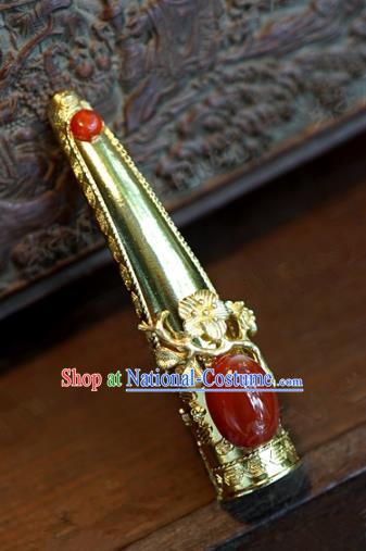 Top Grade Chinese Handmade Jewelry Accessories Ancient Qing Dynasty Imperial Consort Red Agate Nail Wrap for Women