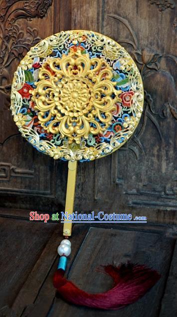 Top Grade Chinese Handmade Palace Fans Ancient Hanfu Round Fans for Women