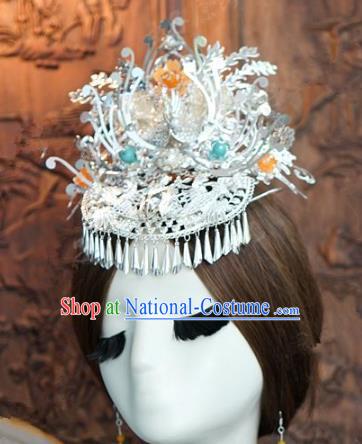 Chinese Traditional Ancient Palace Queen Headdress Wedding Phoenix Coronet Hairpins Complete Set for Women