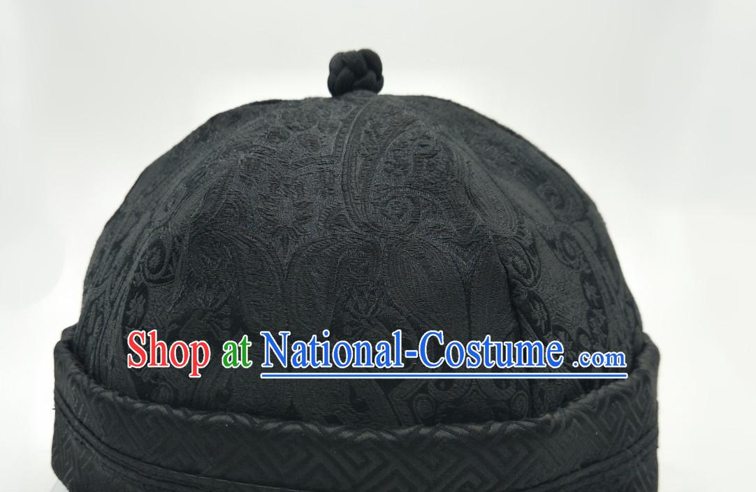 Chinese Traditional Handmade Silk Brocade Landlord Hat for Men