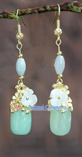 Chinese Handmade Jewelry Accessories Ancient Bride Hanfu Jade Earrings for Women