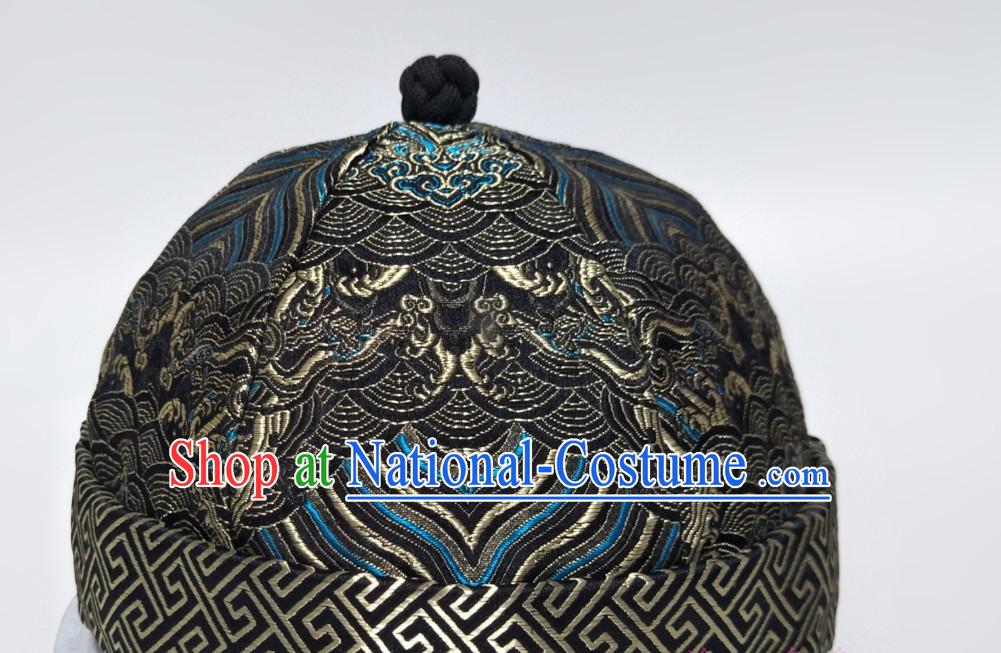 Chinese Traditional Handmade Qing Dynasty Bridegroom Manchu Hat for Men