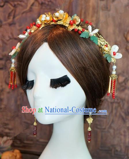 Chinese Traditional Ancient Bride Headdress Wedding Phoenix Coronet Hairpins Complete Set for Women