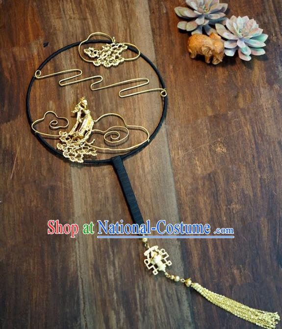 Top Grade Chinese Handmade Palace Fans Ancient Chang E flying to the Moon Round Fans for Women