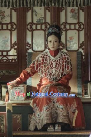 Drama Story of Yanxi Palace Chinese Ancient Qing Dynasty Imperial Consort Gao Embroidered Costumes and Headpiece for Women