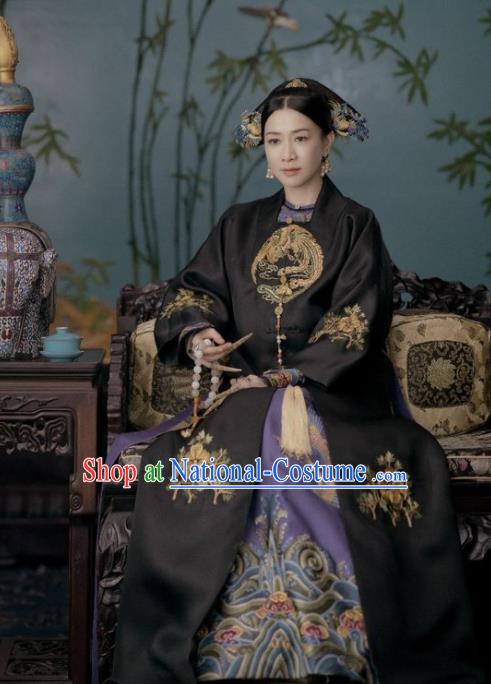 Chinese Ancient Story of Yanxi Palace Qing Dynasty Empress Embroidered Costumes and Headpiece Complete Set