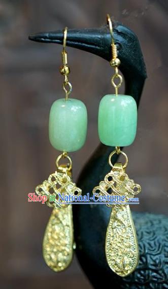 Chinese Handmade Jade Earrings Ancient Bride Eardrop Jewelry Accessories for Women