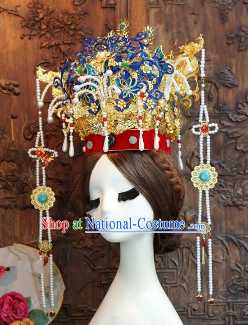 Chinese Handmade Wedding Hair Accessories Ancient Ming Dynasty Phoenix Coronet Hairpins for Women