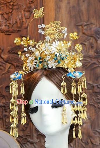 Chinese Handmade Wedding Hair Accessories Ancient Bride Phoenix Coronet Hairpins for Women