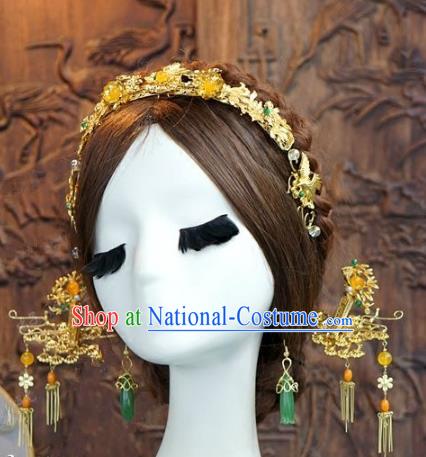 Chinese Handmade Wedding Hair Accessories Ancient Bride Hair Clasp Hairpins Complete Set for Women