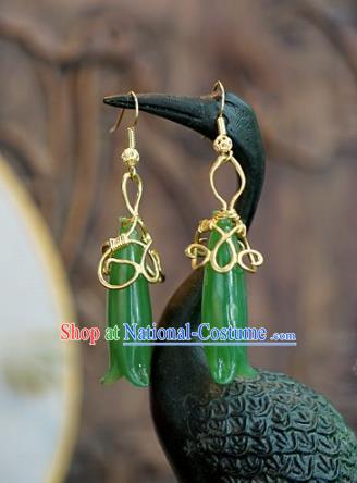 Chinese Handmade Jade Earrings Ancient Bride Eardrop Jewelry Accessories for Women