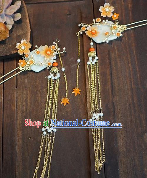 Chinese Handmade Ancient Hair Accessories Ancient Hanfu Jade Hair Clip Hairpins for Women