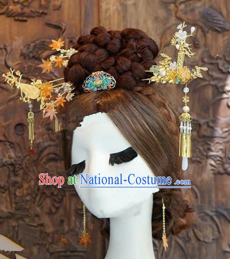 Chinese Handmade Wedding Step Shake Hair Accessories Ancient Tassel Hairpins Complete Set for Women