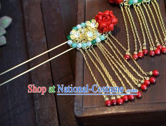 Chinese Handmade Ancient Hair Accessories Ancient Hanfu Tassel Step Shake Hairpins for Women