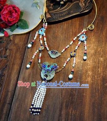 Chinese Handmade Ancient Bride Blueing Necklace Jewelry Accessories for Women