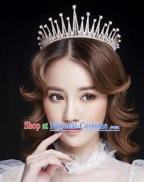 Handmade Bride Crystal Royal Crown Wedding Hair Jewelry Accessories for Women