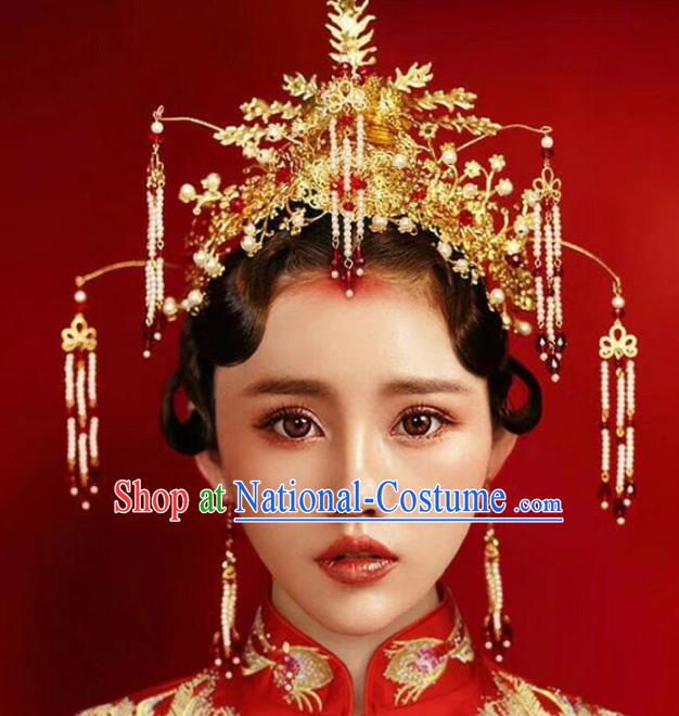 Chinese Ancient Handmade Bride Hairpins Hair Accessories Complete Set for Women