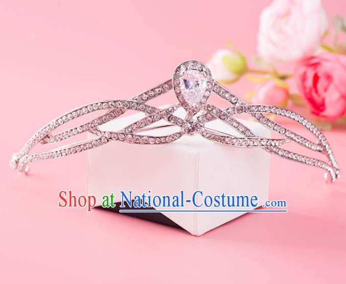 Handmade Baroque Bride Crystal Royal Crown Wedding Hair Jewelry Accessories for Women