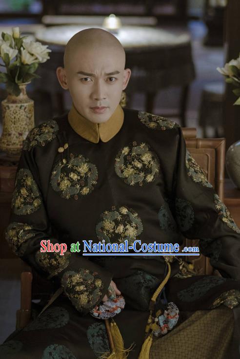 Chinese Ancient Qing Dynasty Emperor Qianlong Story of Yanxi Palace Embroidered Costumes for Men