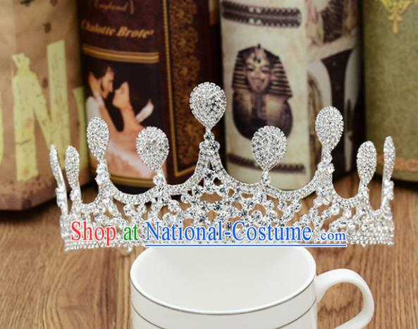 Handmade Baroque Bride Royal Crown Wedding Princess Crystal Hair Jewelry Accessories for Women