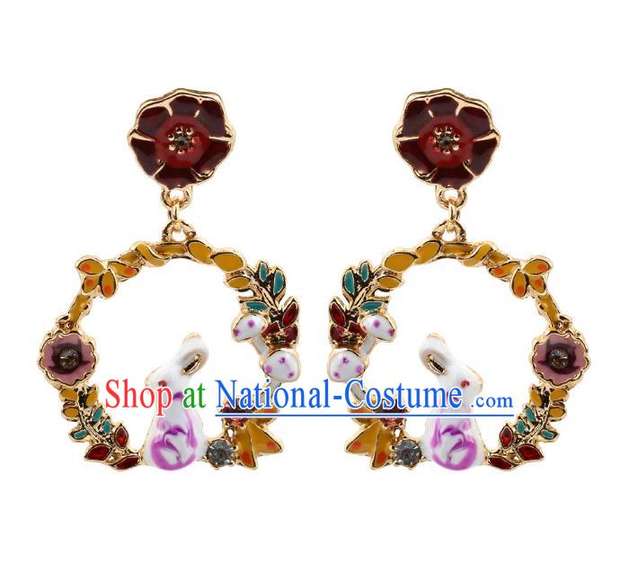 Top Grade Chinese Handmade Jewelry Accessories Bride Hanfu Enamel Earrings for Women