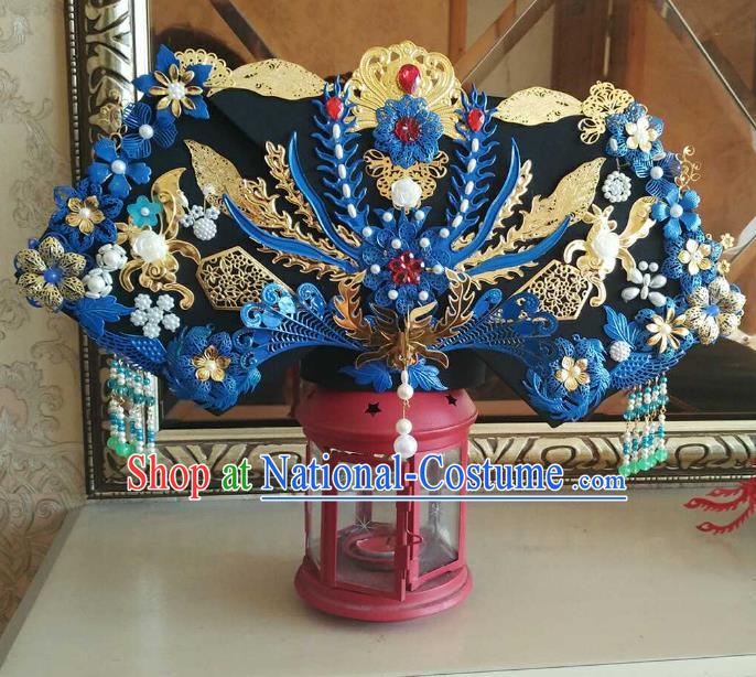 Chinese Ancient Handmade Qing Dynasty Manchu Queen Phoenix Coronet Hairpins Hair Accessories Complete Set for Women