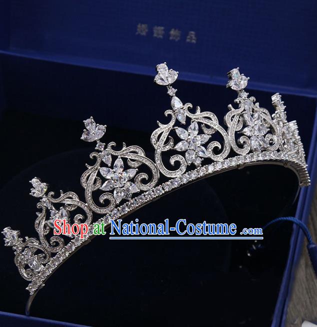 Handmade Baroque Bride Zircon Royal Crown Wedding Queen Hair Jewelry Accessories for Women