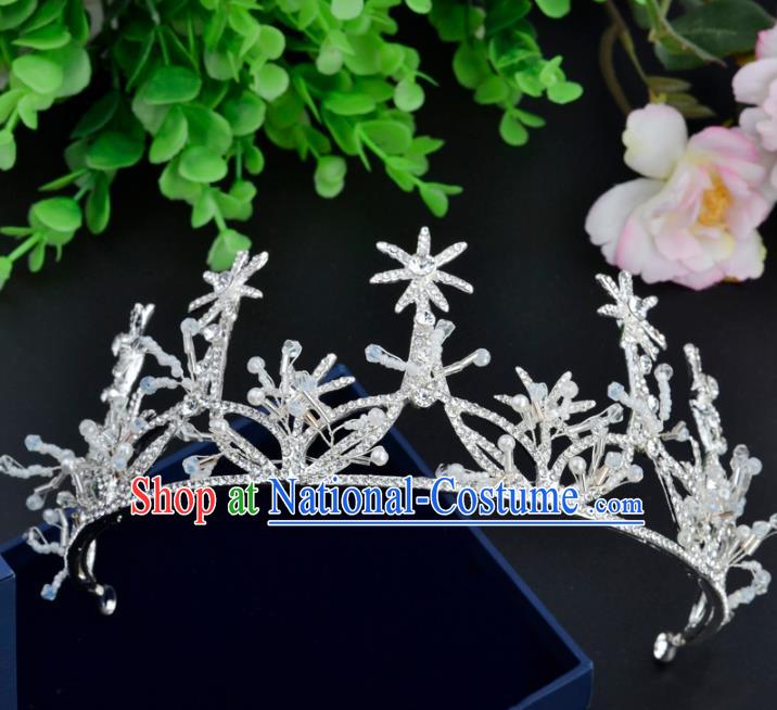 Handmade Baroque Bride Zircon Royal Crown Wedding Hair Jewelry Accessories for Women