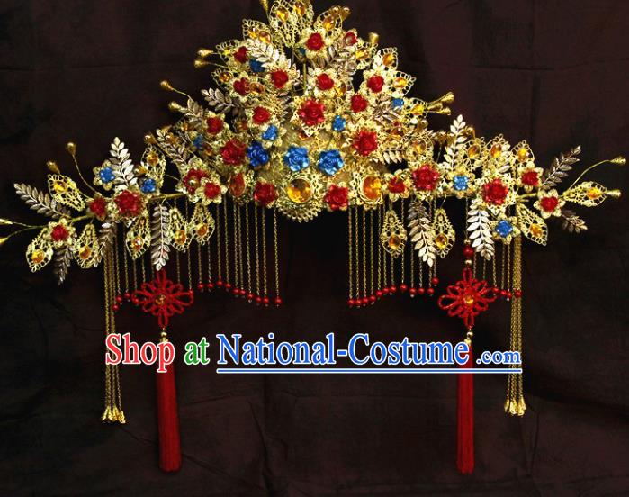 Chinese Ancient Handmade Empress Tassel Phoenix Coronet Hair Accessories Headwear for Women